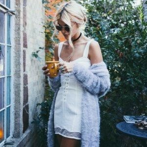 For Love and Lemons Knitz Knit Blizzard Fuzzy Warm Long Cardi Cardigan RARE XS
